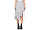 J Koo Women's Striped Plain-weave Ruffled Midi-skirt