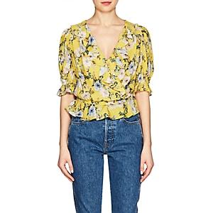 Icons Women's Ruffled Floral Wrap Top-yellow