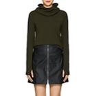 Paco Rabanne Women's Logo Stretch-jersey Hooded Top-army