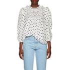 Ulla Johnson Women's Bailey Bibbed Dotted Voile Blouse-white