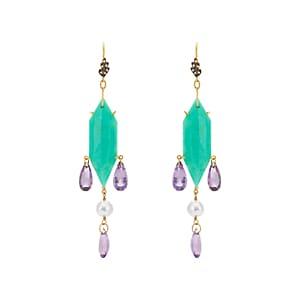 Cathy Waterman Women's Mixed-gemstone Chandelier Earrings-purple