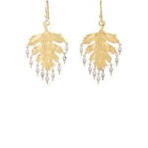 Cathy Waterman Women's Leaf Drop Earrings - Gold