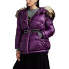 Prada Women's Fox-fur-trimmed Down Puffer Jacket - Purple
