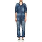 Nsf Women's Harlen Distressed Chambray Jumpsuit-blue