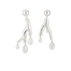 Agmes Women's Coral Mismatched Drop Earrings - Silver