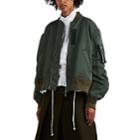 Sacai Women's Relaxed Bomber Jacket - Md. Green
