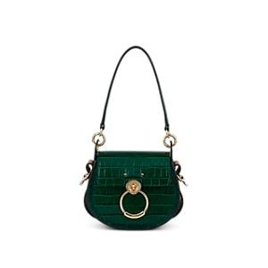 Chlo Women's Tess Small Crocodile-stamped Leather Shoulder Bag - Green