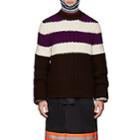 Calvin Klein 205w39nyc Men's Striped Wool-mohair Oversized Sweater-dk. Purple
