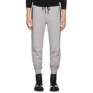 Theory Men's Hybrid Contrast-trimmed Cotton Fleece Sweatpants-light Gray