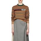 Prada Women's Dot & Chevron-pattern Wool-cashmere Sweater-camel