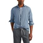 Eleventy Men's Textured Cotton Sport Shirt - Blue