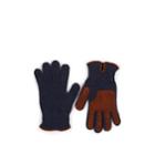 Barneys New York Men's Rib-knit Wool & Suede Gloves - Blue