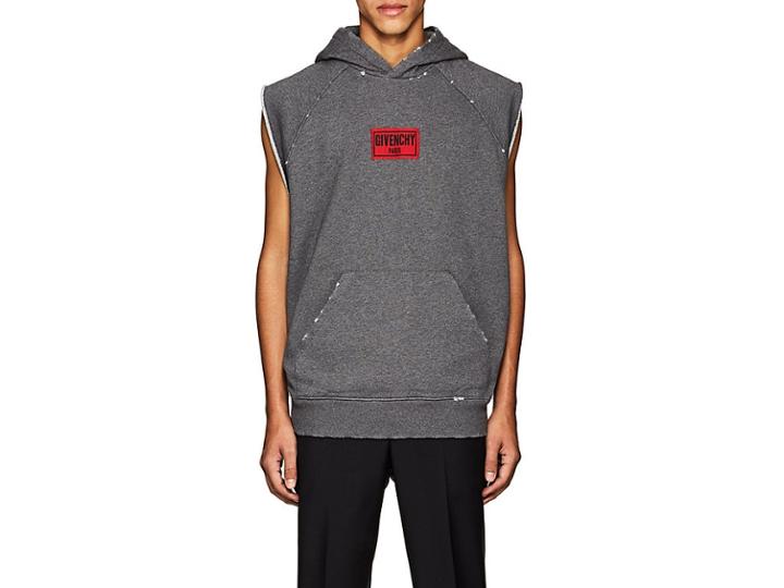 Givenchy Men's Logo Distressed Cotton Fleece Boxing Hoodie