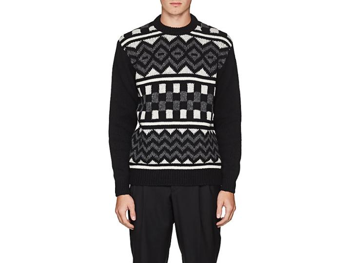Prada Men's Geometric-pattern Virgin Wool Sweater