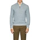 Inis Meain Men's Mlange Alpaca-silk Quarter-zip Sweater-lt. Blue
