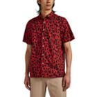 Ovadia & Sons Men's Leopard-print Cotton Camp Shirt - Red