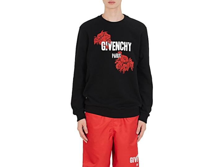 Givenchy Men's Rose-print Logo Cotton Sweatshirt