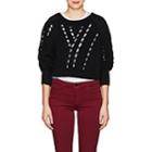 T By Alexander Wang Women's Twill-paneled Cotton Crop Sweater-black