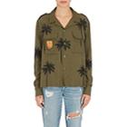 Amiri Women's Palm-tree-print Cotton-cashmere Military Shirt-olive