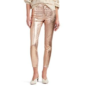 L'agence Women's Margot Metallic Skinny Crop Jeans - Gold