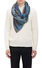 Barneys New York Mixed-pattern Woven Scarf-blue