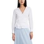 Barneys New York Women's Cotton Poplin Wrap-effect Shirt - White