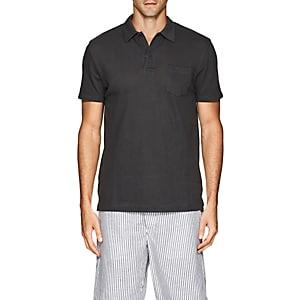 Sunspel Men's Riviera Cotton Polo Shirt-charcoal
