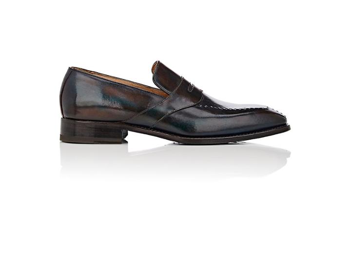 Harris Men's Stitched-toe Leather Penny Loafers