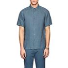Theory Men's Irving Slub Linen Shirt-blue