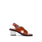 Plan C Women's Patent Leather Crisscross-strap Slingback Sandals - Orange