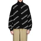 Balenciaga Men's Logo Jacquard Wool-blend Oversized Sweater-black