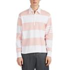 Thom Browne Men's Oversized Block-striped Cotton Rugby Shirt - White