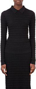 Nina Ricci Ruched Rib-knit Sweater-black