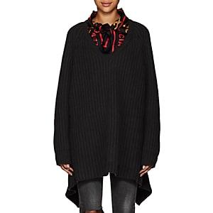 Balenciaga Women's Scarf-collar Chunky Virgin Wool Sweater-black