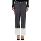 Loewe Women's Striped Wool Trousers-1440-grey Melange