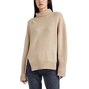 Barneys New York Women's Cashmere Oversized Turtleneck Sweater - Beige, Tan
