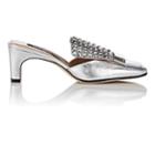Sergio Rossi Women's Square-toe Metallic Leather Mules-silver