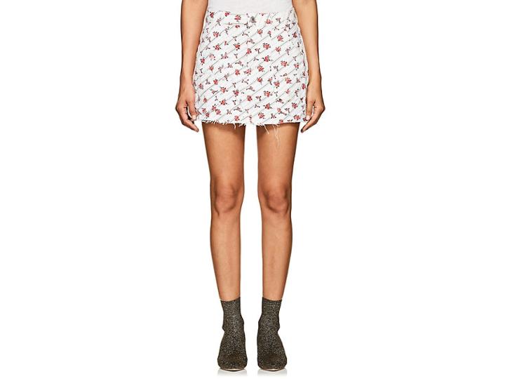 Re/done Women's Floral Stretch-denim Miniskirt