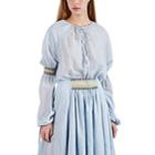Loewe Women's Embroidered Smocked Cotton-blend Swing Tunic - Blue