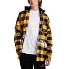 Palm Angels Men's Logo Checked Flannel Shirt Jacket - Yellow
