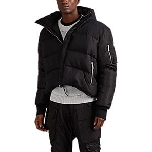 Ben Taverniti Unravel Project Men's Oversized Down-quilted Silk Hooded Puffer Jacket - Black