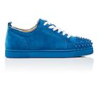 Christian Louboutin Men's Louis Junior Spikes Flat Suede Sneakers-blue