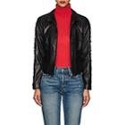 Giorgio Armani Women's Velvet-trimmed Leather Jacket - Black