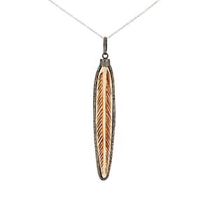 Feathered Soul Women's Wood Feather Pendant Necklace-gold