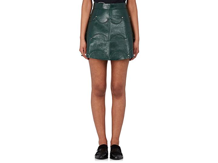 Valentino Women's Scalloped Leather A-line Miniskirt