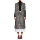 Derek Lam Women's Houndstooth Tweedy Wool-blend Long Coat-taupe Multi