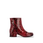 Maison Margiela Women's Tabi Snakeskin-stamped Leather Ankle Boots - Red
