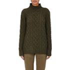 Barneys New York Women's Cashmere Cable-knit Fisherman Sweater-fatigue, Army