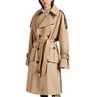 Blindness Women's Oversized Patchwork Plaid Trench Coat - Beige, Tan