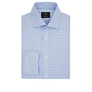 Fairfax Men's Checked Cotton Poplin Dress Shirt - Lt. Blue